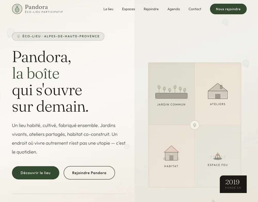 Aperçu du site de l'éco-lieu participatif de Marc, herboriste.