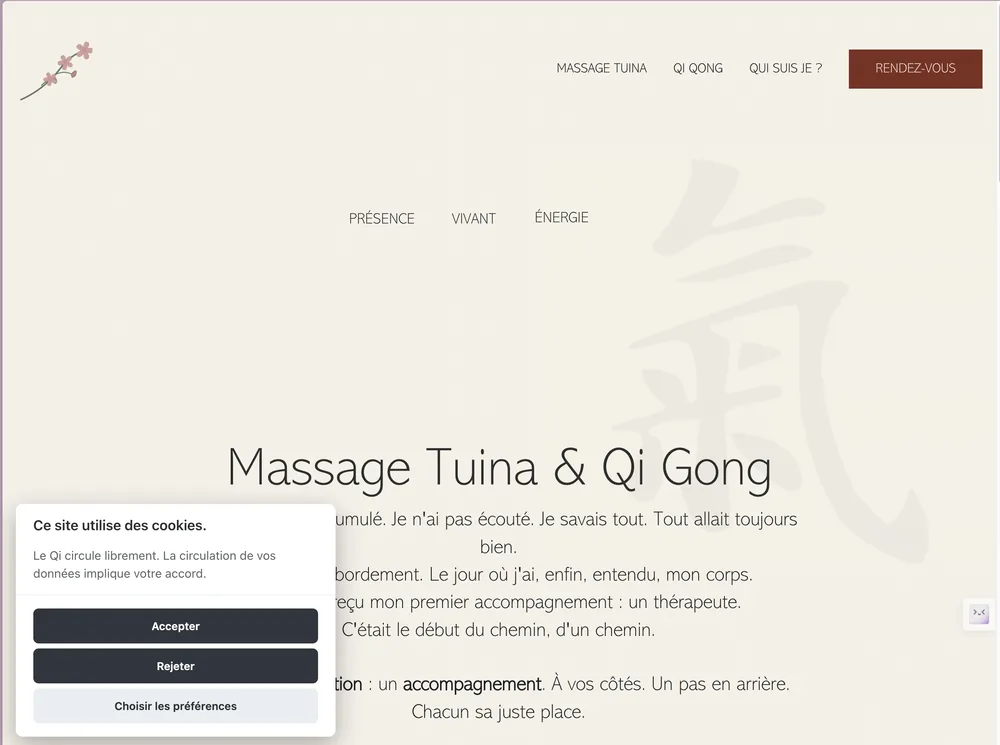 Aperçu du site de Philippe, praticien en médecine traditionnelle chinoise.