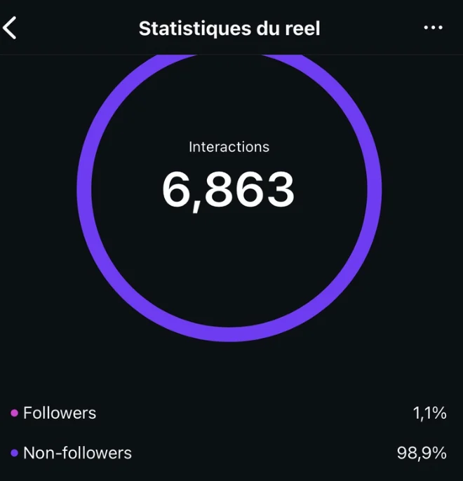 Statistique Instagram — progression d'un compte accompagné