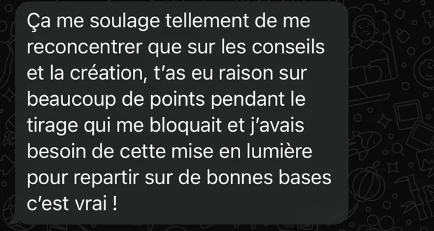 Message d'une personne accompagnée