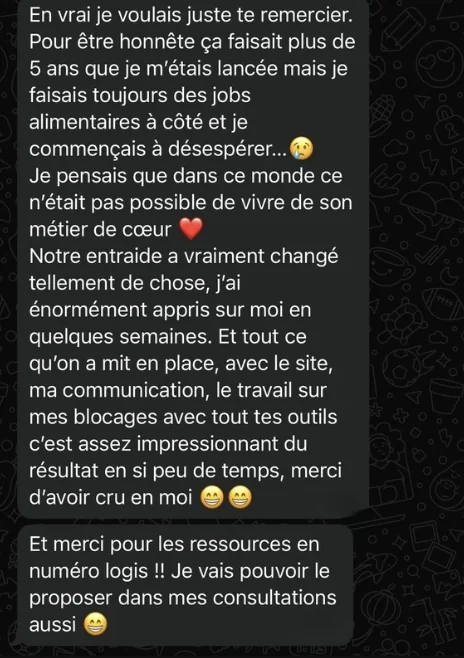 Message d'une personne accompagnée