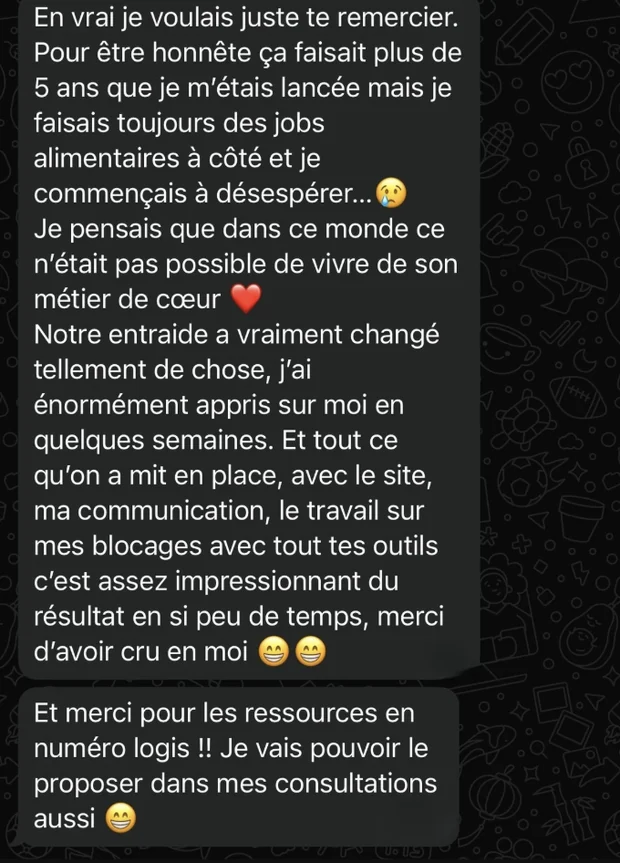 Message d'une personne accompagnée