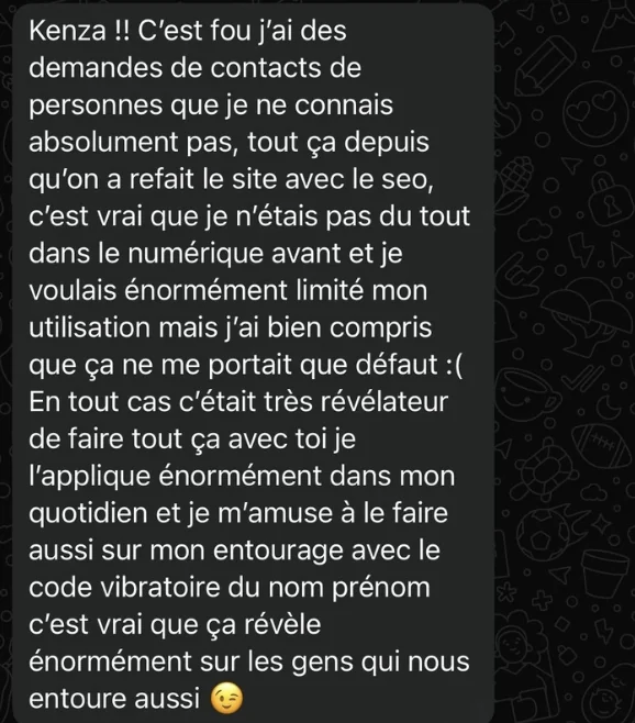 Message d'une personne accompagnée